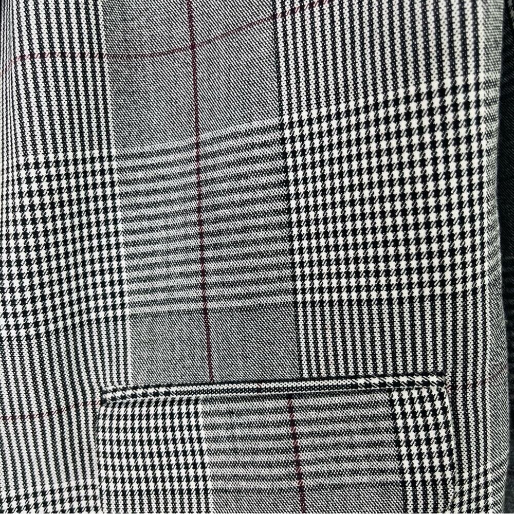 A New Day black white burgundy plaid houndstooth preppy boyfriend blazer 14 - Picture 4 of 7